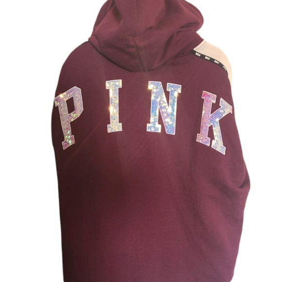 pink faux fur bling hoodie RARE - Picture 1 of 4